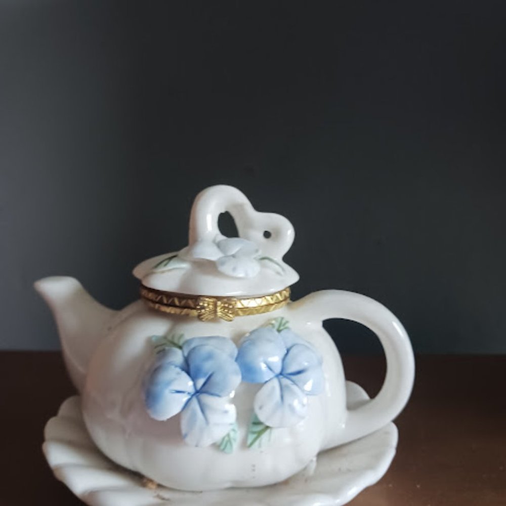 Porcelain Teapot Saucer Trinket Box
